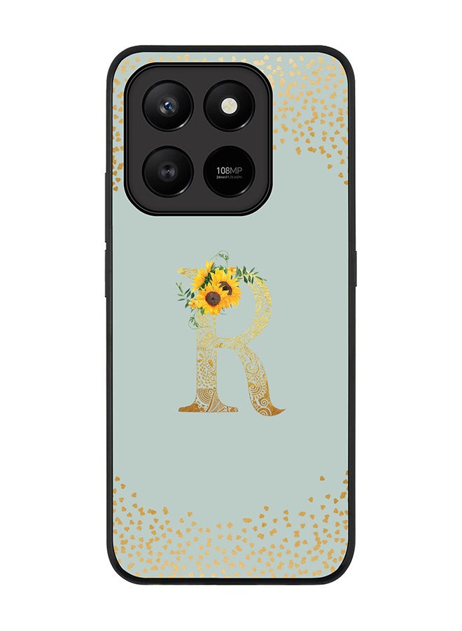 Stylizedd For Honor X7d 4G / X7d 5G / 400 Smart Case,Slim fit Camera Protection, Shockproof Thin Phone cover  - Custom Floral Monogram - R  (Light Grey ) - Image 1